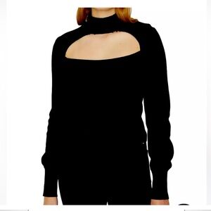 Frame Black Cashmere Cutout Turtleneck Sweater Size Small